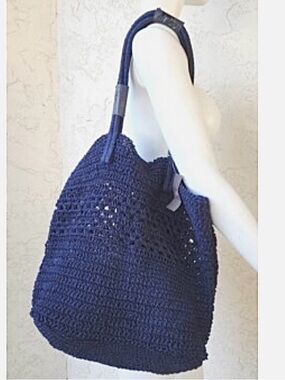 J JILL | Lg Woven Tote | Navy Blue